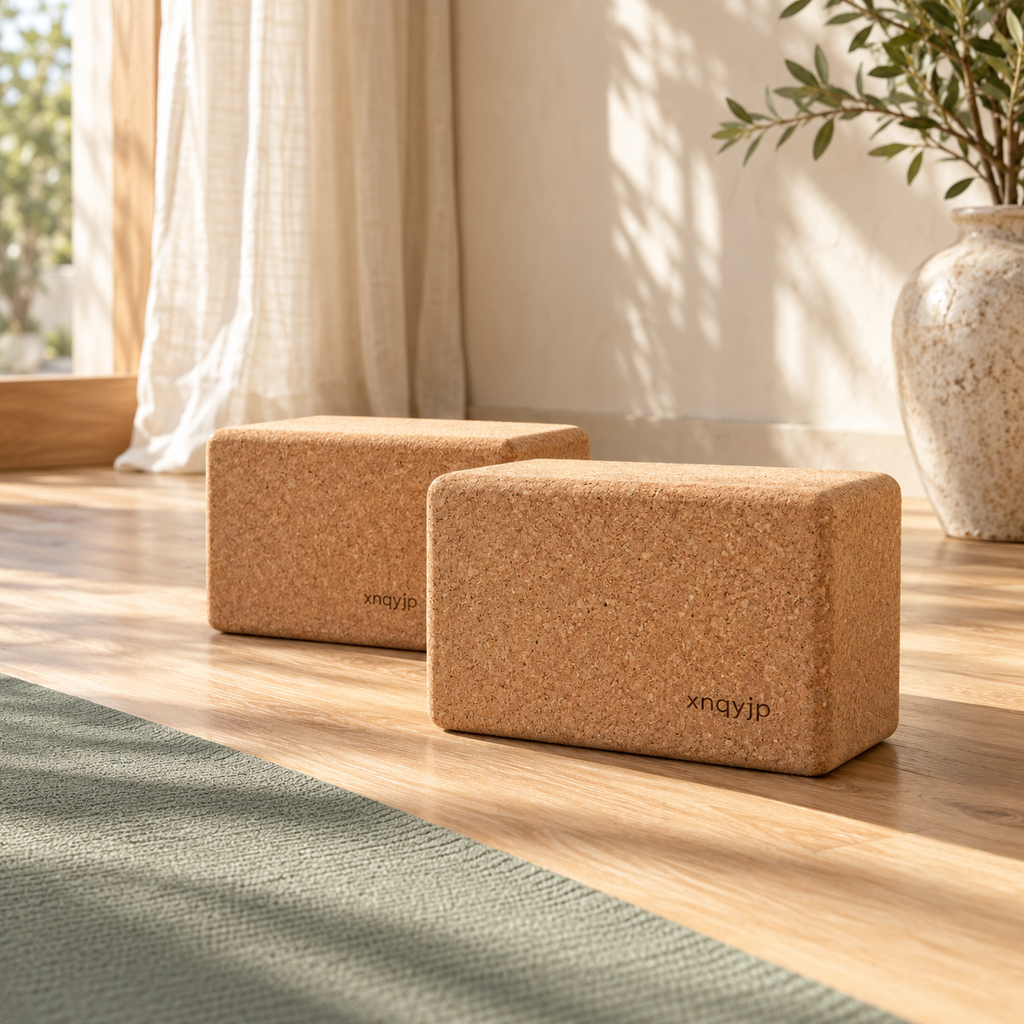 xnqyjp Grounded Cork Yoga Block Pair — lifestyle scene